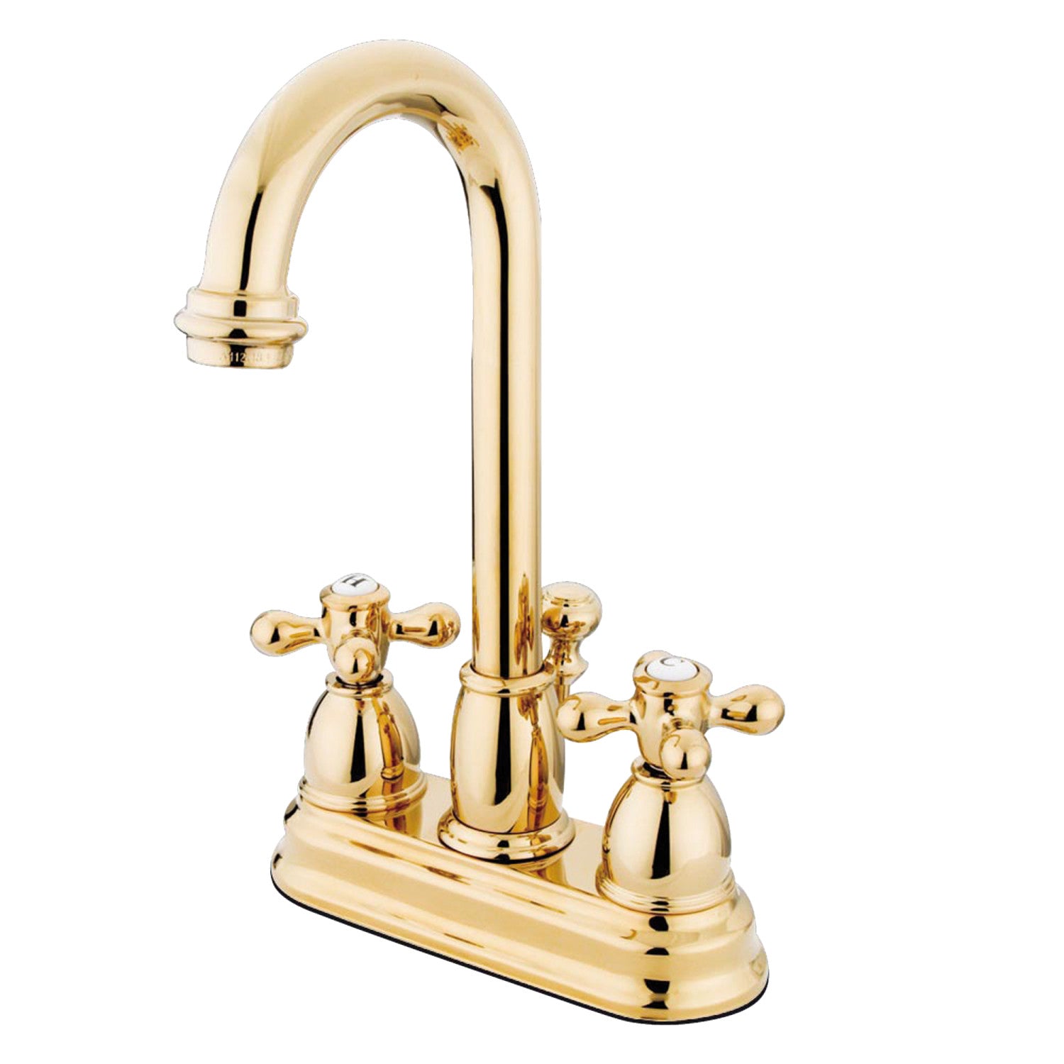 Kingston Heirloom KB3612AX - Restoration Double-Handle 3-Hole Deck Mount 4-Inch Centerset Bathroom Faucet with Pop-Up Drain, Polished Brass — image 1